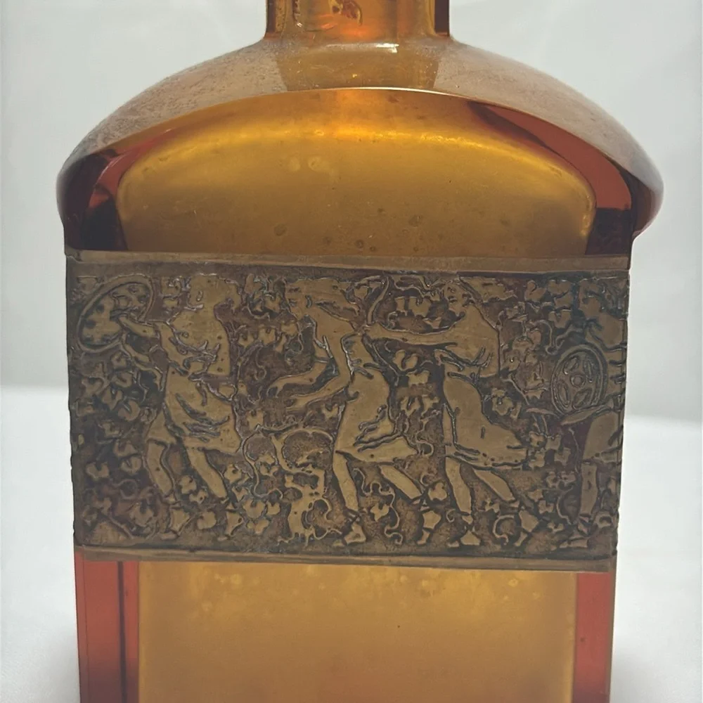 Moser Signed Art Nouveau Amber Glass Decorative Bottle - Picture 6 of 14